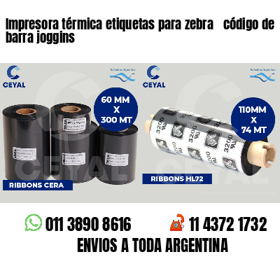 Impresora térmica etiquetas para zebra  código de barra joggins